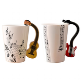 Funki Buys | Mugs | Guitar Handle Mug Hand-Painte... - Black - A / Electric Guitar / Upright Notes / 220ml / Glass - image 40