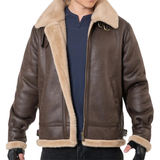 Men's Faux Leather Fleece Winter Jacket - Brown - Bomber Jacket - 5XL - PU Leather - image 1