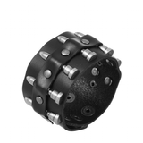 Unisex Leather Gothic Wristband - Black - Gothic Bracelet - Medium - PU Leather - image 10