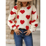 Women's Fuzzy Heart Winter Sweatshirt - Deep Red - Sweater - 2XL - Plush - image 29