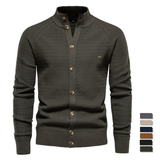 Men's Mock Neck Button Knit Cardigan - Khaki - Mock Neck Cardigan - Size XXL 88-95 kg - Cotton - image 23