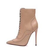 Women's Lace Up Pointy Ankle Boots - Black - Stiletto Boots - 43 B - PU Leather - image 29