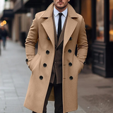Men's Large Button Business Overcoat - Beige - Jacket - 3XL - Polyester - image 3