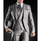 Men's Custom 3 Pcs Grooms Suit Tailcoat - Black - 3 Piece Groomsmen Tuxedo Suit - 6XL - Polyester - image 35