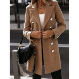 Women's Suit Collar Double Breast Coats - Khaki - Women's Jacket - XXXL - Cashmere - image 19