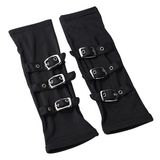 Women's Men's Half Finger Buckle Gloves - Black - Fingerless Gloves - Medium - Polyester - image 4