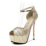 Women's Super High Bling Party Platforms - Gold - Party Shoes - 10 B - PU Leather - image 1