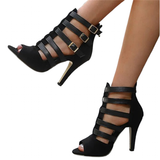 Women's Spike Heel Gladiator Sandals - Blue - Buckle Sandals - 12 B - PU Leather - image 1