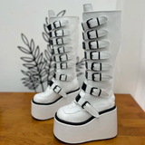 Women's Metal Buckle Platform Y2K Wedge - White - Buckle Platforms - 46 B - PU Leather - image 23