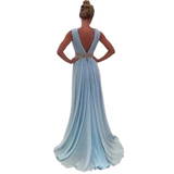 Women's Elegant Long Evening Gowns - Blue - Ball Gown - 24W - Chiffon/Sequin - image 4