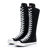 Women's High Top Lace Up Canvas Boots - Black - 1 - Tall Canvas Sneaker - 43 B - Canvas - image 23