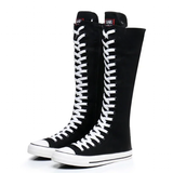 Women's High Top Lace Up Canvas Boots - Black - 1 - Tall Canvas Sneaker - 43 B - Canvas - image 1