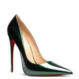 Women's Red Bottom High Heeled Pumps - Green - 1 / Patent / 12cm - 43 B - Genuine Patent Leather - image 4