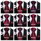 Funki Buys | Neckties | Men's 4 Pcs Formal Silk Red Tie Sets