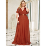 Women's Plus Size Long Evening Dress - Burnt Orange - Dress - 26 - Polyester Chiffon - image 2