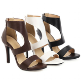 Women's High Summer Stiletto Sandals - Brown - Strappy Sandals - 43 B - PU Leather - image 38
