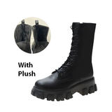 Funki Buys | Boots | Women's Lace-up Chunky Combat Boots - Black - Ankle / With Plush Inner / 43 B / PU Leather - image 48