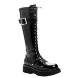 Women's Gothic Big Buckle Knee High Boot - Black - Boots - 10.5 B - PU Leather - image 23