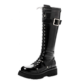Women's Gothic Big Buckle Knee High Boot - Black - Boots - 10.5 B - PU Leather - image 2