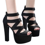 Women's Cross Strap Gladiator Sandals - Black - Sandals - 42 B - PU Leather - image 3