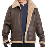 Men's Faux Leather Fleece Winter Jacket - Brown - Bomber Jacket - 5XL - PU Leather - image 12