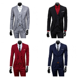 Men's Classic 3 Pcs Formal Wedding Suit - Wine Red - Suit - 6XL - Polyester - image 5
