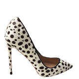 Women's White Black Spotted Heels - White/Black - 1 / 12cm Heel - 46 B - Patent Leather - image 3