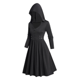 Women's Dark Gothic Hooded Dress - Black - Hooded Dress - XXL - Polyester - image 1