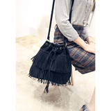 Handbags Women's Fringe Bucket Bag - Black - Medium - PU Suede Leather - image 31