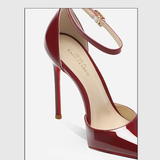 Women's Patent Leather High Heel Stilettos - Wine Red - 1 / 12cm Heel - 45 B - Genuine Patent Leather - image 4