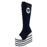 Women's Canvas Platform Wedge Sneakers - Black/White - Skull - Platform Sneakers - 46 B - Canvas - image 23