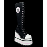 Women's Platform Canvas Wedge Sneakers - Black/White - Platform Sneakers - 46 B - Canvas - image 9