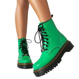 Womens Patent Leather Lace Up Ankle Boot - Black - Ankle Boots - 43 B - PU Patent Leather - image 1
