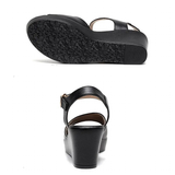Women's Wedge Heel Summer Sandals - Black - 11.5cm heel - 12 B - PU Leather - image 11