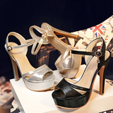 Women's Stylish High Party Stiletto Sandals - Gold - Party Stilettos - 48 B - PU Leather - image 46