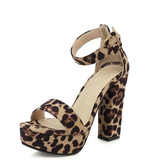 Women's High Leopard Print Platform Sandals - Leopard Pattern - Beige - 44 B - PU Suede Leather - image 42