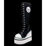 Women's Platform Canvas Wedge Sneakers - Black/White - Platform Sneakers - 46 B - Canvas - image 7