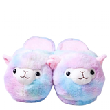 Women's Fluffy Alpaca Slippers - Pink/Blue - Slippers - 39 B - Plush - image 3