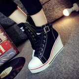 Women's High Top Platform Wedge Sneaker - White - Platform Sneakers - 43 B - Canvas - image 6