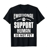 Unisex Emotional Support Human Print Tee - Black - Cat Shirt - 6XL - Polyester - image 1