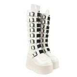 Women's White Buckle Strap Platform Boots - White - Buckle Boots - 46 B - PU Leather - image 3