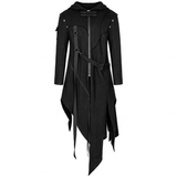 Men's Dark Gothic Long Hooded Jacket - Black - Long Hooded Jacket - 4XL - Polyester - image 6