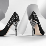 Women's Elegant Silk Formal Prom Stilettos - Gold - Embossed Shoe - 9.5 B - Silk/PU Leather - image 43