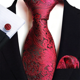 Funki Buys | Neckties | Men's 3 Pcs Red Silk Formal Tie Set