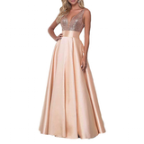 Women's Satin Sequin Evening Dress - Rose Gold - Evening Dress - US22 - Satin/Sequin - image 18