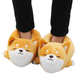 Women's Plush Soft Dog Slipper - Brown - Lying Firewood Dog Slippers - 45 B - Plush - image 1
