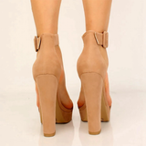 Women's Leopard Print Block Heel Sandals - Leopard Pattern - Beige Brown - 44 B - PU Suede Leather - image 15