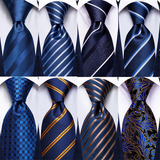 Funki Buys | Neckties | Men's 3 Pcs Navy Formal Silk Tie Set