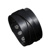 Men's Wide Genuine Leather Wristband - Brown - Cuff Bracelet - Medium - Genuine Leather - image 1