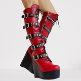 Women's Colorful Custom Platform Boots - Burgundy - LGZ3739 / Boots - 14 B - PU Leather - image 7